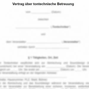 Vertrag über die tontechnische Betreuung